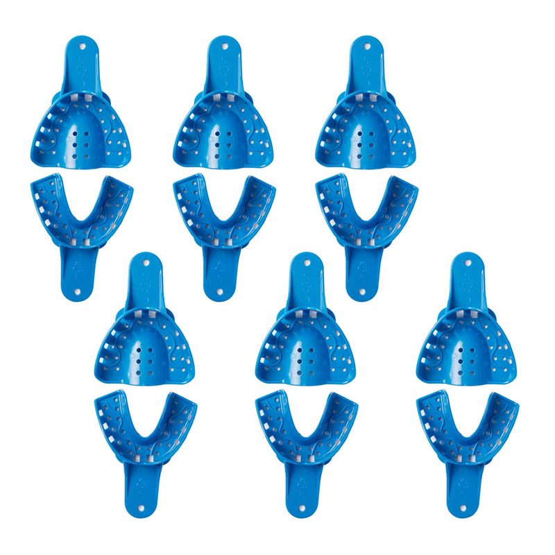 [Australia - AusPower] - Dental Impression Trays 12PCS Perforated Plastic Holder for Impression Matrials Multi Sizes (6PCS Upper+6PCS Lower S) 6PCS Upper+6PCS Lower S 