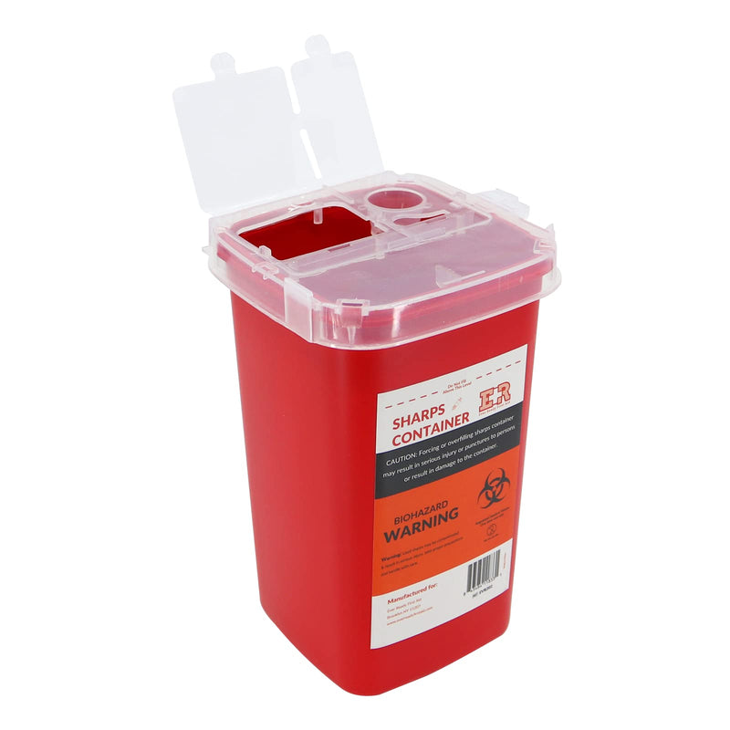 [Australia - AusPower] - Ever Ready First Aid Sharps Container with Split Lid Design and Locking Mechanism for Sharp Waste Disposal, 1 Quart 