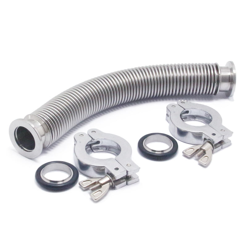 [Australia - AusPower] - SS304 KF25Vacuum Corrugated Bellows Hose Set Length 750mm Stainless Steel 304 NW25 Flexible Bellow with 2pcs Aluminum Clamp/2pcs Centering Ring/ 2pcs FKM O-Ring (Bellow Length 750mm/29.52 inch) 750mm KF25 