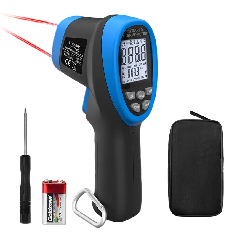 [Australia - AusPower] - Infrared Thermometer Temperature Gun -58℉~2732℉ Laser No Touch Thermometer Digital Thermal High Temp Gun with Adjustable Emissivity IR Pyrometer for Cooking Kiln Car Engine Industry (NOT for Human) 