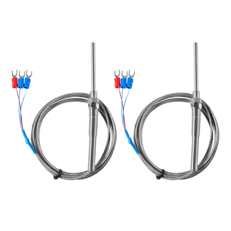 [Australia - AusPower] - Alinan 2pcs 2M/Approx 6.6Ft 50MM Probe M8 Pipe Thread Temperature Sensor Probe Three Wire Temperature Controller(0~400℃) PT100 RTD Stainless Steel Thermocouple 2M 50MM 