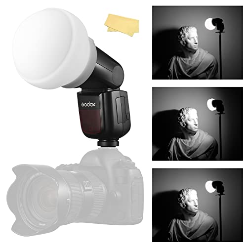 Godox AK-R22 Dome Diffuser, Flash Diffuser Modifier Compatible for Godox V1 Flash Series/AD100Pro Speedlite, Use with Godox H200R Round Flash Head for AD200/AD200Pro Monolight