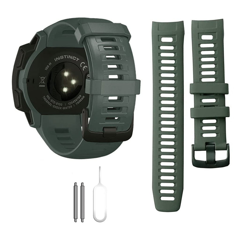 [Australia - AusPower] - Replacement Band Compatible with Garmin Instinct, 22mm Smartwatch Accessory Wrist Soft Silicone Band Strap for Garmin Instinct 2 / Instinct Esports/Solar/Tide/Tactical Graphite Gray 