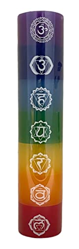 Govinda Premium Seven Chakras Layered Pillar Candle 1.5" Dia x 7" High | 7 Chakras from Crown to Root | Perfect for Positive Energy, Meditation and Relaxation