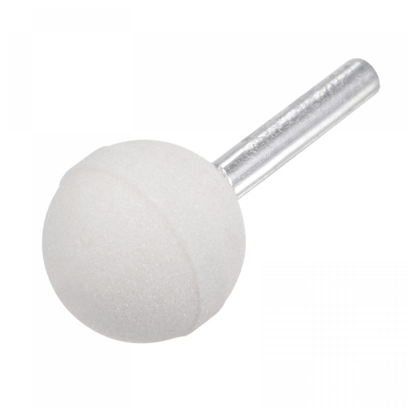 [Australia - AusPower] - uxcell Ball Abrasive Mounted Stone Polishing Bits 1/4" Shank 0.98" Diameter White Corundum Grinding Wheel Rotary Tool for Deburring Buffing 5pcs 25mm 