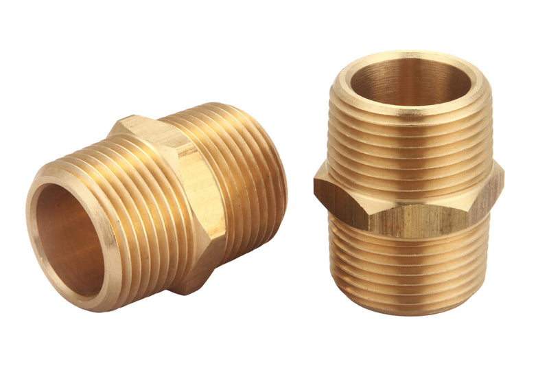 [Australia - AusPower] - 3/4 Inch NPT Brass Nipple Male Pipe Fitting Adapter, Hex Nipple, (3/4 inch x 3/4 inch NPT Male, 2 Piece), Straight Connector Pipe Fitting 3/4" x 3/4" NPT Male 