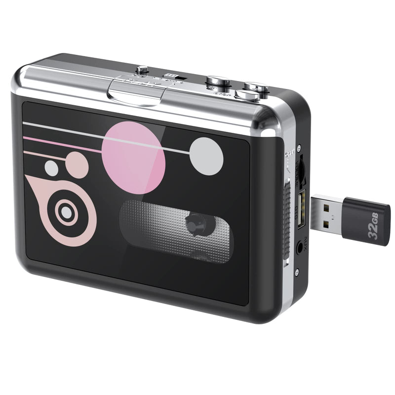 [Australia - AusPower] - DIGITNOW Cassette Player, Portable USB Cassette to MP3 Converter, Walkman Audio Music Cassette Tape to Digital Converter Player with Earphones, No PC Required, Black 