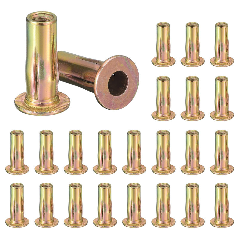 [Australia - AusPower] - Pre-Bulbed Shank, 25Pcs M5 Multi-Grip Rivet Nut Zinc-Plated Carbon Steel Flat Head Threaded Insert Nut 