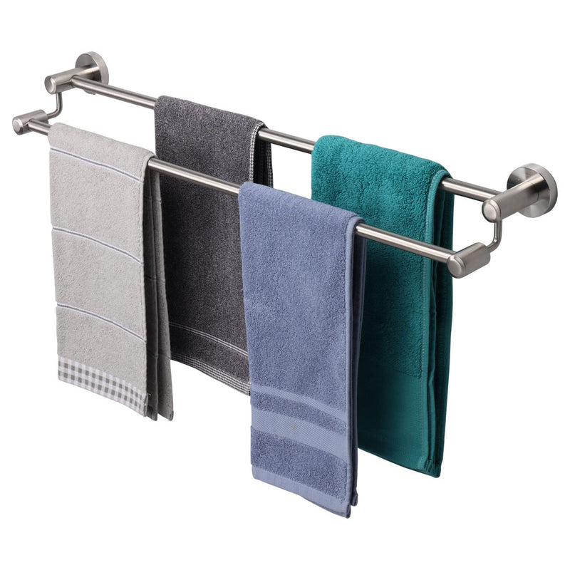TocTen Double Bath Towel Bar - Thicken SUS304 Stainless Steel Towel Rack for Bathroom, Bathroom Accessories Double Towel Rod Heavy Duty Wall Mounted Towel Holder (Brushed, 30IN) Brushed Nickel Round 30 Inch