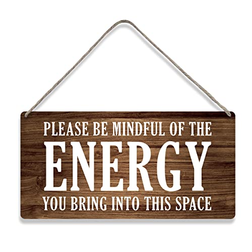 Country Style Wall Decor Be Mindful Quote Wooden Signs Rustic Hanging Wall Plaque Positive Energy Sign Home Decor Present Unleash your energy 7"L x 12"W