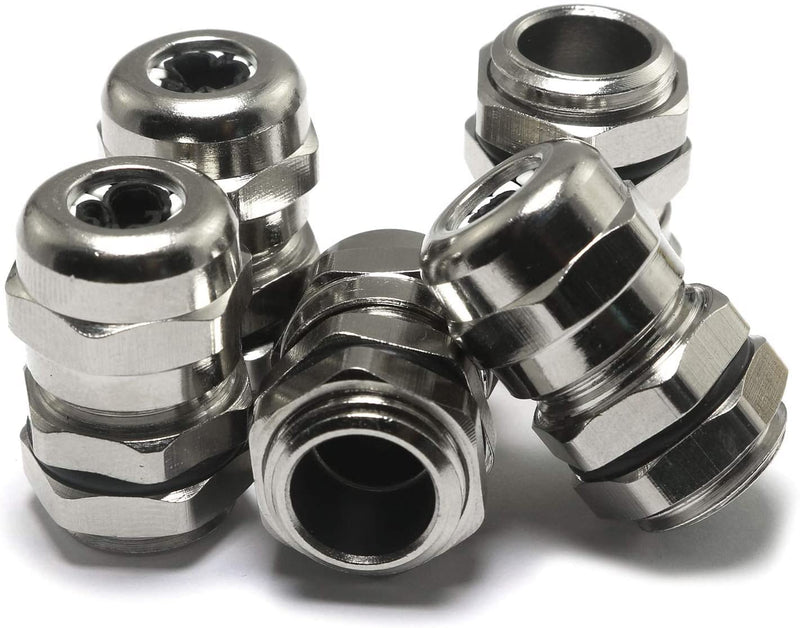 [Australia - AusPower] - 5PCS PG9 4-8mm Wire Range Metal Waterproof Connector Fastener Locknut Stuffing Cable Gland 