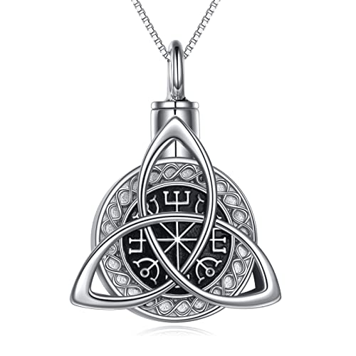 YAFEINI Urn Necklaces for Ashes 925 Sterling Silver Cremation Jewelry for Ashes Memory Jewelry for Women Men G-Celtic Urn Necklace