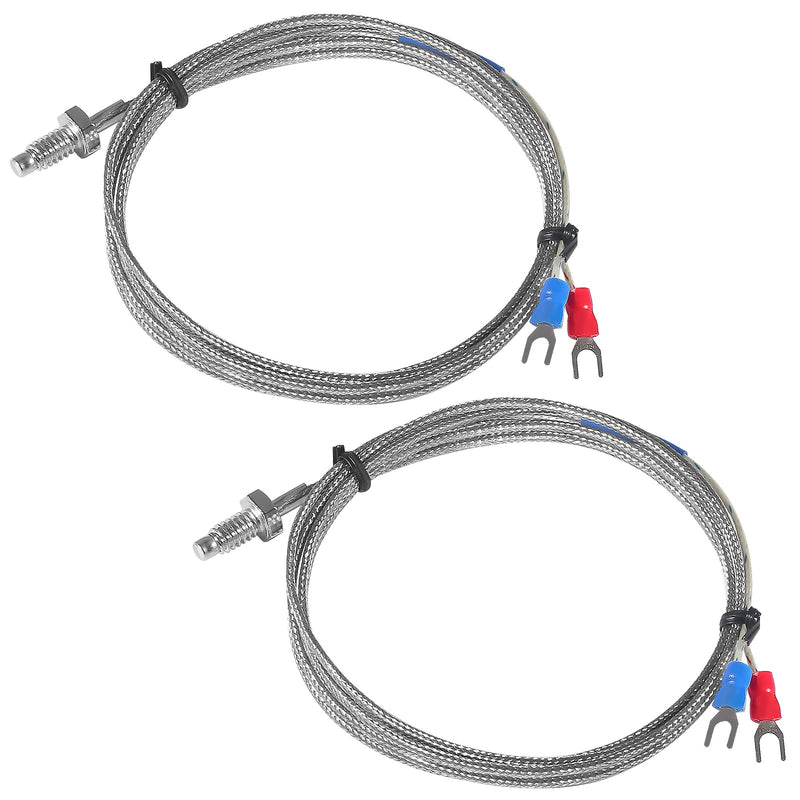 [Australia - AusPower] - Alinan 2pcs 2M/Approx 6.6Ft K-Type M6 Screw Temperature Sensor Probe Two Wire Temperature Controller(0~400℃) Stainless Steel Thermocouple 2M M6 K-Type 