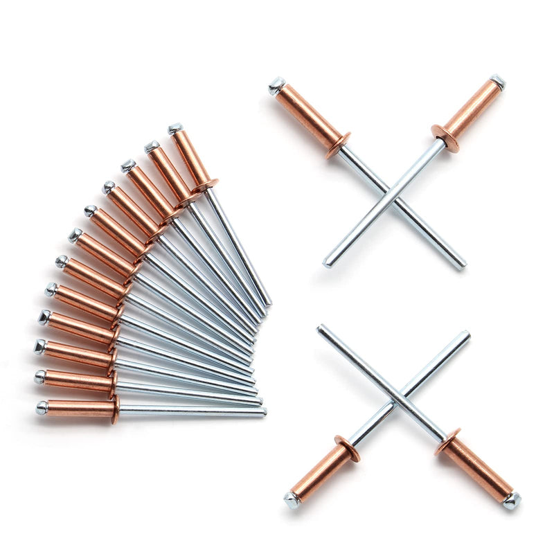 [Australia - AusPower] - 1/8" x 1/2" Red Copper Pop Rivets Assortment - 60Pcs, Aluminum Rivets Metal Blind Rivets Kayak Rivets Tool Marine rivet fasteners for Boat 1/8" x 1/2" Red, 60pcs 