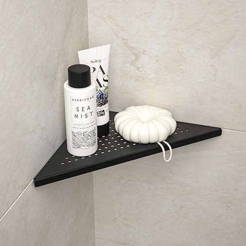 Corner Shower Shelves 10'', Grout in Shelf, Matte Black 10"- 1 Pack