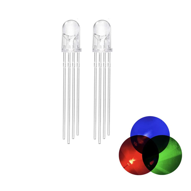 [Australia - AusPower] - 100pcs 5mm RGB LED Emitting Diode Micro Indicator Red Green Blue Multicolor Common Anode Cathode DIY PCB Circuit Bulb (5mm Transparent Anode RGB 100pcs) 5mm Transparent anode RGB 100pcs 