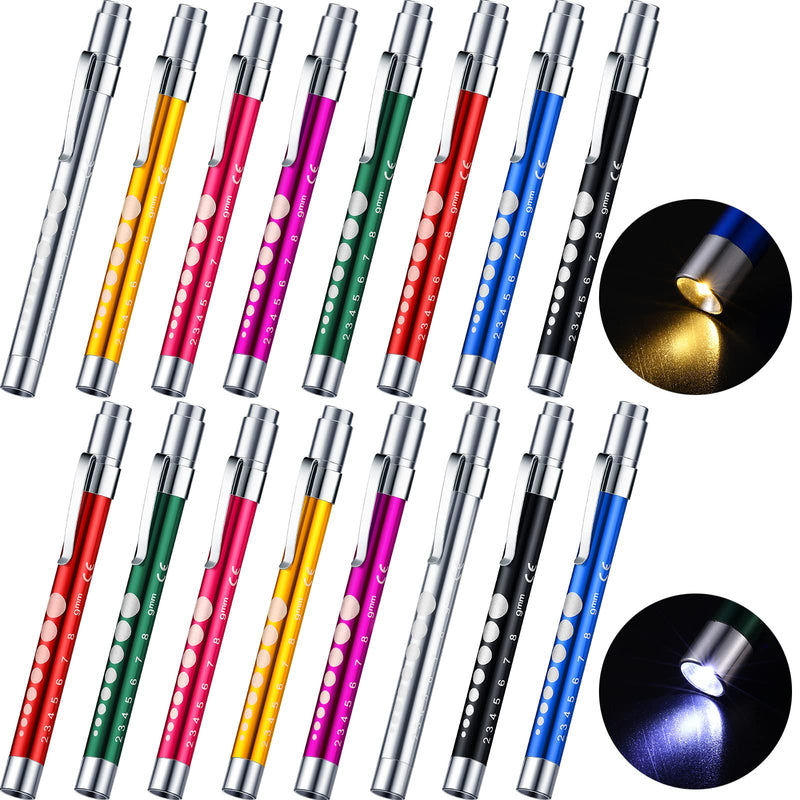 [Australia - AusPower] - 16 Pack Pen Light Nurse LED Penlight Pen Lights for Nurses Penlight Pupil Penlight with Pupil Gauge Reusable Penlight for Nurse Students Doctors Daily Use (Mixed Color) Mixed Color 