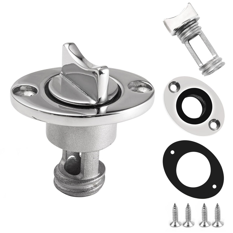 2 Pcs Oval Garboard Drain Plug,316 Stainless Steel Marine Drain Plug Kit Fits 1" Hole,with Waterproof O Seal Ring,Boat Transoms Garboard Drain Plug