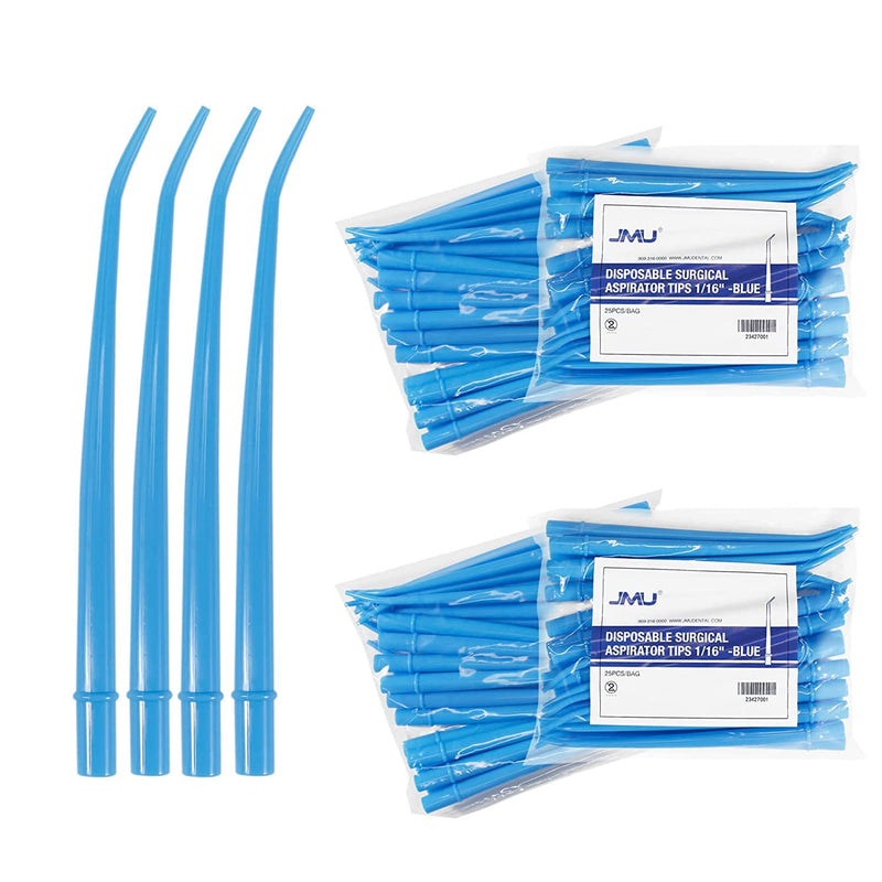 [Australia - AusPower] - JMU 100 Pcs Dental Surgical Aspirator Tips 1/16" Blue, Pack of 25, 4 Packs Blue-1/16" 