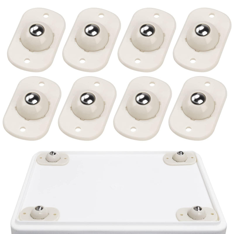 [Australia - AusPower] - Self Adhesive Mini Caster Wheels, Stem Casters Roller Bearing, 360° Rotation Universal Wheel, Sticky Pulley for Trash Can, Storage Box, Small Furniture (8, White-Swivel) 8 