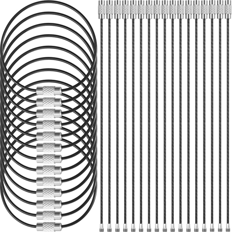 Tuanse 200 Pcs Wire Keychain Cable Stainless Steel Wire Ring Cable Heavy Duty Luggage Tags Loops Tag Keepers 2mm Twist Barrel(5.91 Inch Long) 5.91 Inches Long