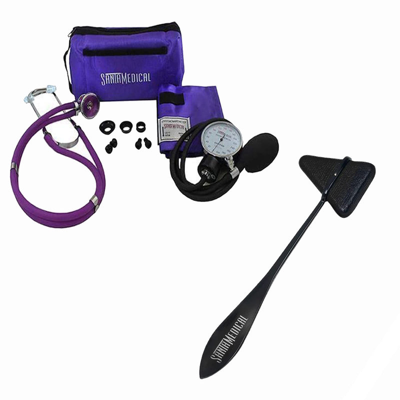 [Australia - AusPower] - Santamedical Adult Deluxe Aneroid Sphygmomanometer with Stethoscope, Cuff and Carrying case Visit The Santamedical Store & Santamedical Taylor Percussion Hammer 