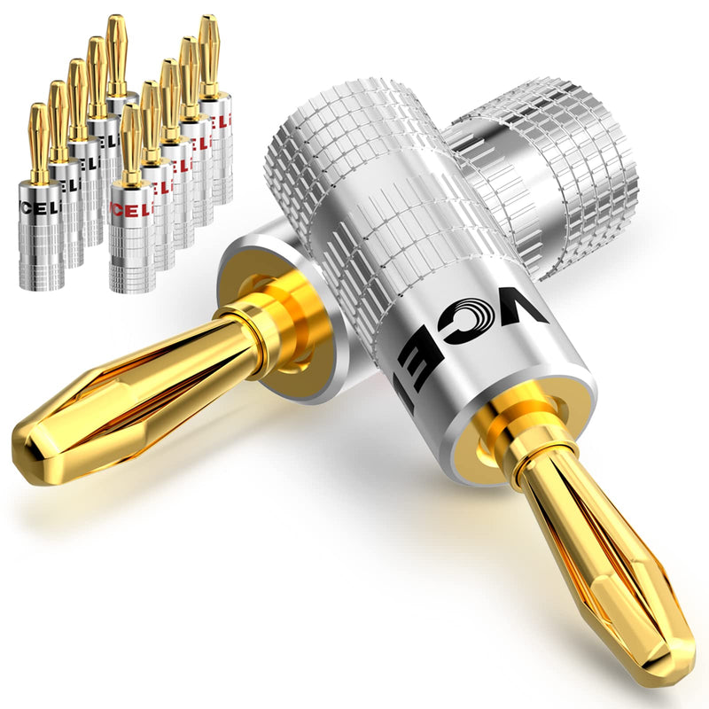 [Australia - AusPower] - VCELINK Speaker Banana Plugs 6 Pairs/12 Pcs, 24K Gold Plated Dual-Screw Type Speaker Connector for Speaker Wire, Home Theater, Wall Plate, Audio/Video Receiver and Sound Systems (Red+Black) 6 Pair 