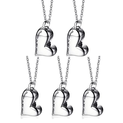 VNOX Heart Urn Necklace for Ashes - Memorial Cremation Jewelry for Ashes,Forever in My Heart Urn Locket for Ashes Stainless Steel Urns Pendant Keepsake Jewelry A.Pack of 5-Plain