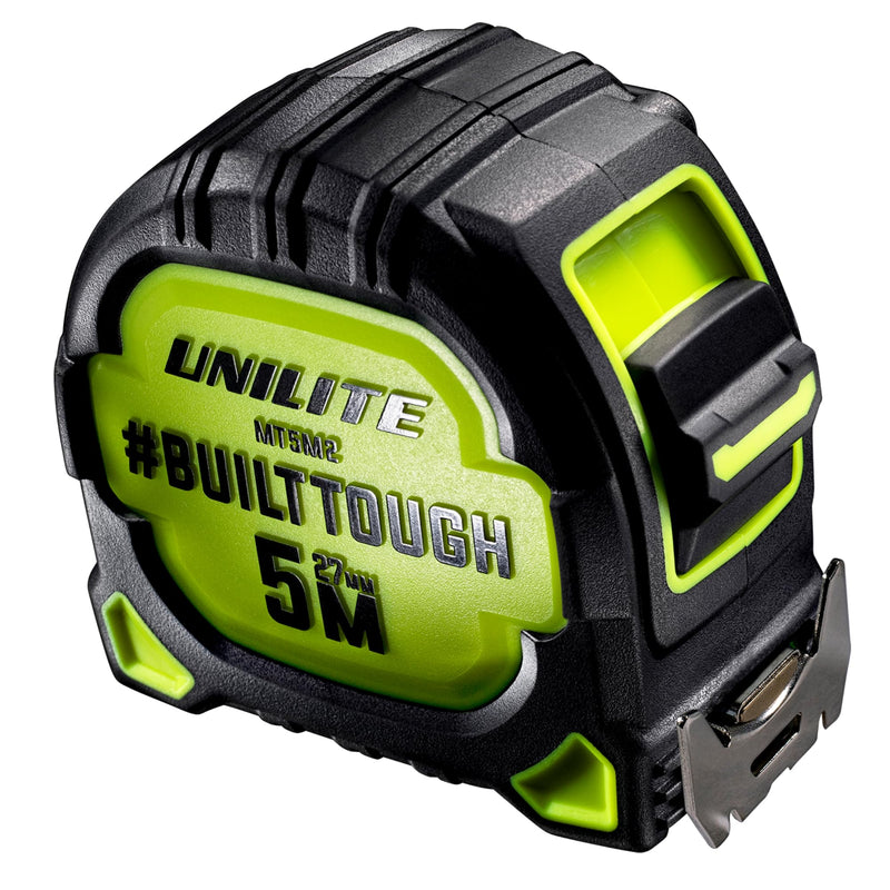 [Australia - AusPower] - Unilite MT5M2 Heavy Duty Tape Measure – 5m/16ft, 27mm Wide SUPERBLADE Nylon Coated, 2.9m Stand-Out Blade, Magnetic Dual Hook, Dual-Sided Imperial/Metric, Impact Resistant 