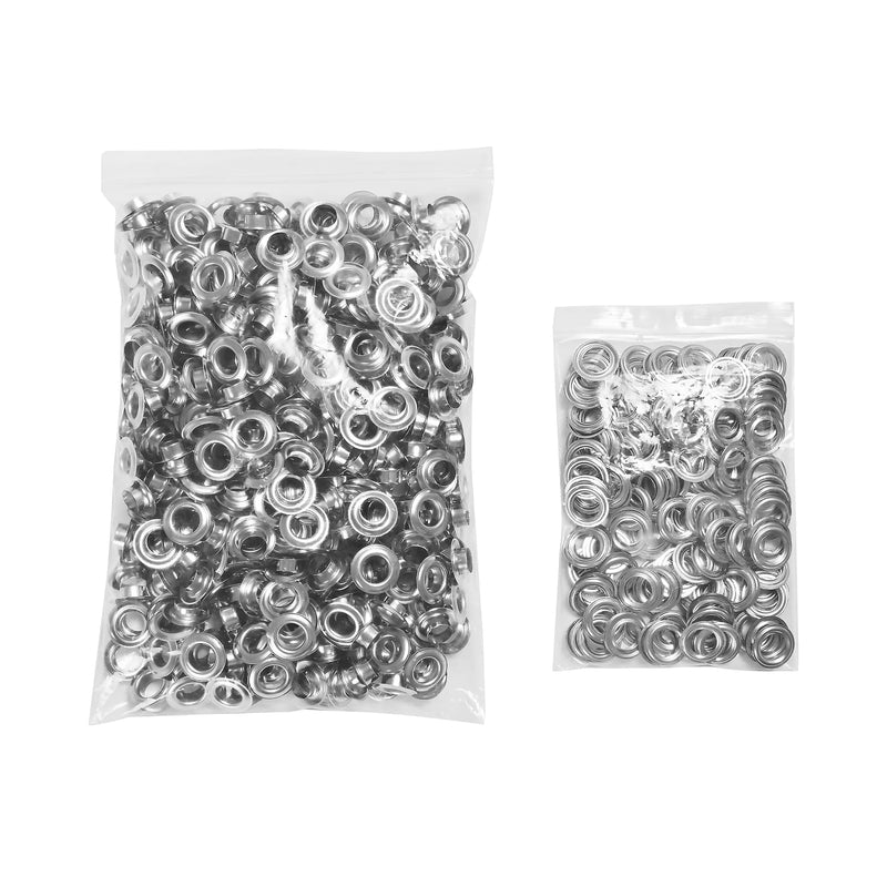 [Australia - AusPower] - KING PIECES 1000pcs Grommets 3/8 Inch (10mm) Washers and Grommets Kit for Grommet Tool, Banner & Posters Metal Grommets Eyelets for Fabric Clothes Leather Belt Punching Silver 1000pcs 3/8 Inch 