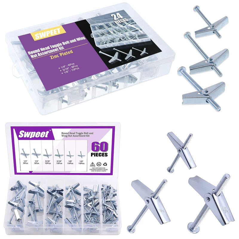 [Australia - AusPower] - Swpeet Assorted 84 Pcs Toggle Bolt and Wing Nut Kit 