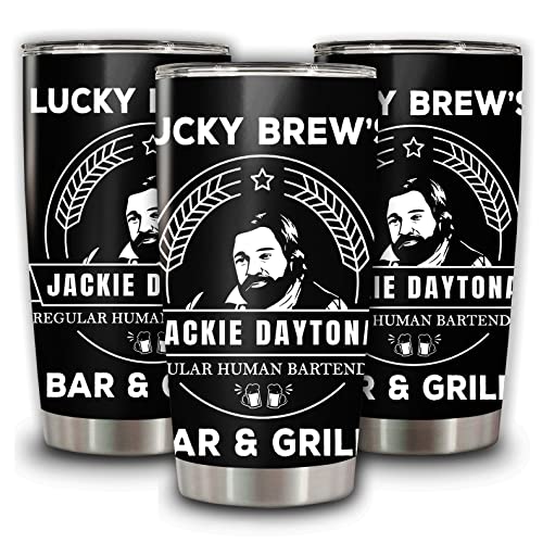 DOINB TIAN Insulated Tumbler Jackie Daytona Lucky Brews Bar And Grill What We Do In The Shadows Stainless Steel Coffee Cup 20 Oz Travel Mug, White