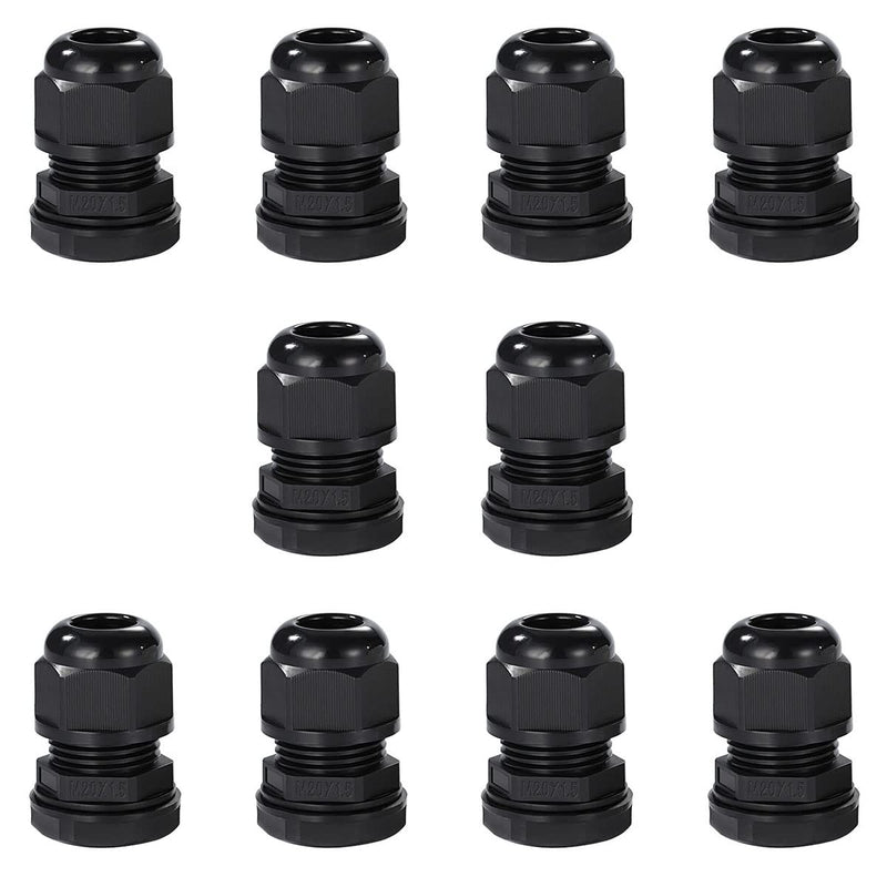 Meccion M20 Cable Gland Pack of 10 Waterproof IP68 Nylon Cable Connector with Lock Nut and Washer, Suitable for 7 mm - 12 mm Cable