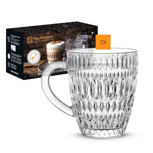 Nachtmann Ethno Set of 2 Glass Hot Drinks Tumblers, Clear 13.3 Ounces
