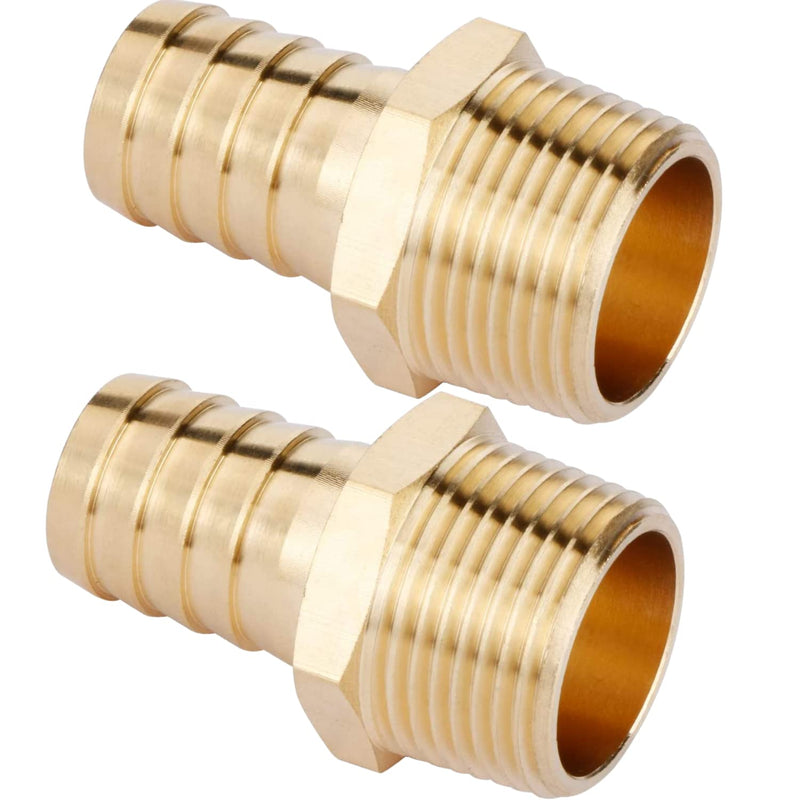 [Australia - AusPower] - 2pcs Brass Hose Barb Fitting, 3/4" Barb x 3/4" NPT Male, Adapter, NPT Male to Barb Pipe Fitting by CX WONDERLAND 