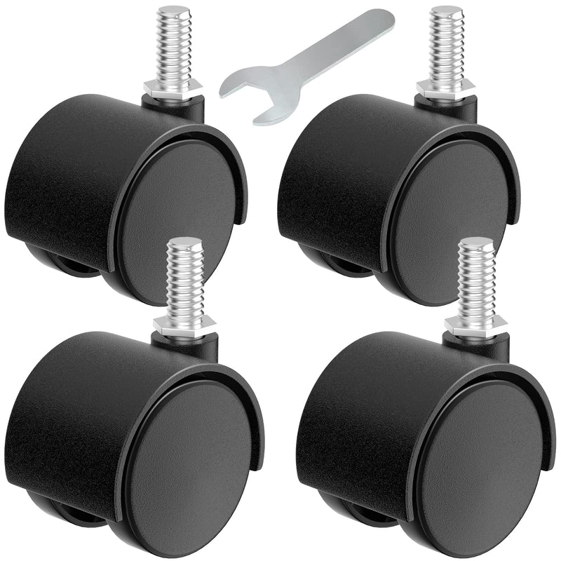 [Australia - AusPower] - 1.5 Inch Plastic Casters Set of 4, M8 Stem Nylon Furniture Wheel Replacement, Threaded Stem Swivel Cart Wheels, workbench Small Casters (Black) 1.5 inch 