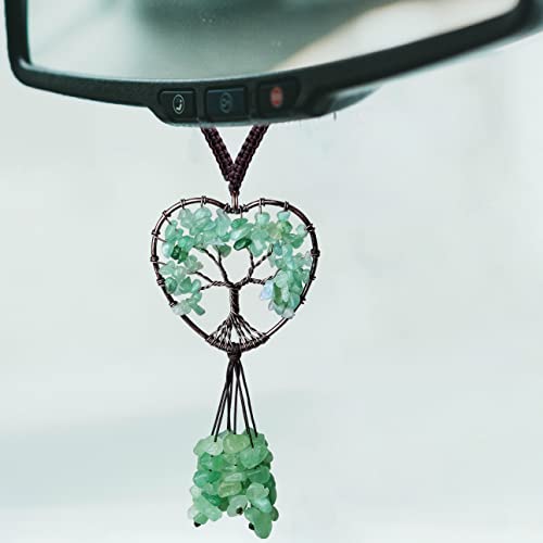 Green Car Accessories Heart Crystal Rearview Mirror Hanging 9 Green