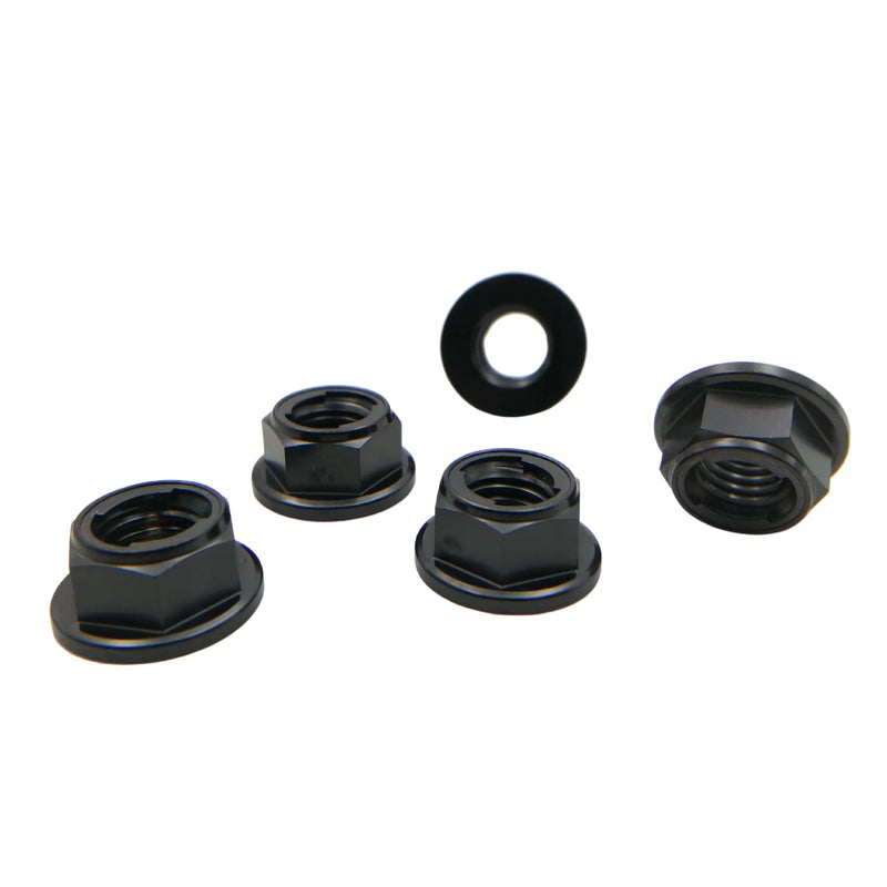[Australia - AusPower] - RISON Titanium Nut Titanium Flange Full Metal Lock nut M8 Titanium Sprocket Nut Black 6AL4V Titanium Flange Lock Nut Pack of 5 