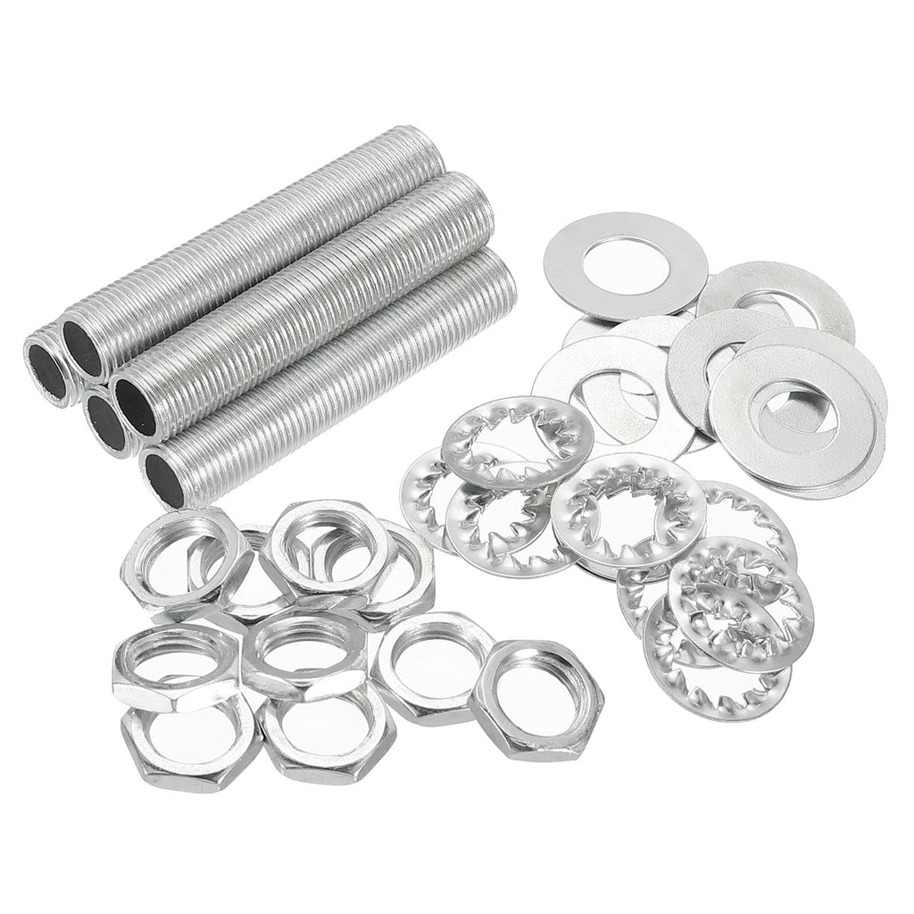 MECCANIXITY 2" Lamp Pipe Kit with Lock Nuts Washers 1/8IP Thread Fasteners Assortment for Chandelier Ceiling Light Repair Assembly DIY Hardware, Pack of 35 2"