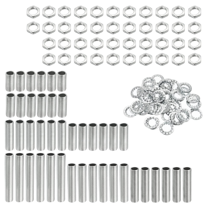 [Australia - AusPower] - MECCANIXITY Lamp Pipe Kit with Lock Nuts Teeth Washers 1/8IP Thread Fasteners Assortment for Chandelier Ceiling Light Repair Assembly DIY Hardware, Pack of 126 