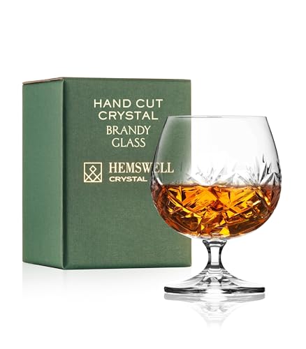 Brandy Snifter Single Cognac Glass - Small Brandy Snifters for Brandy or Whiskey - Cognac Balloon Glass Crystal 8.5oz - Glenrigg Design 1