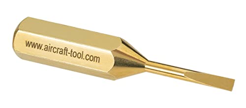 Wicks Aircraft brass compass screwdriver, CNC machined flat head, gold finish, 3 inches long