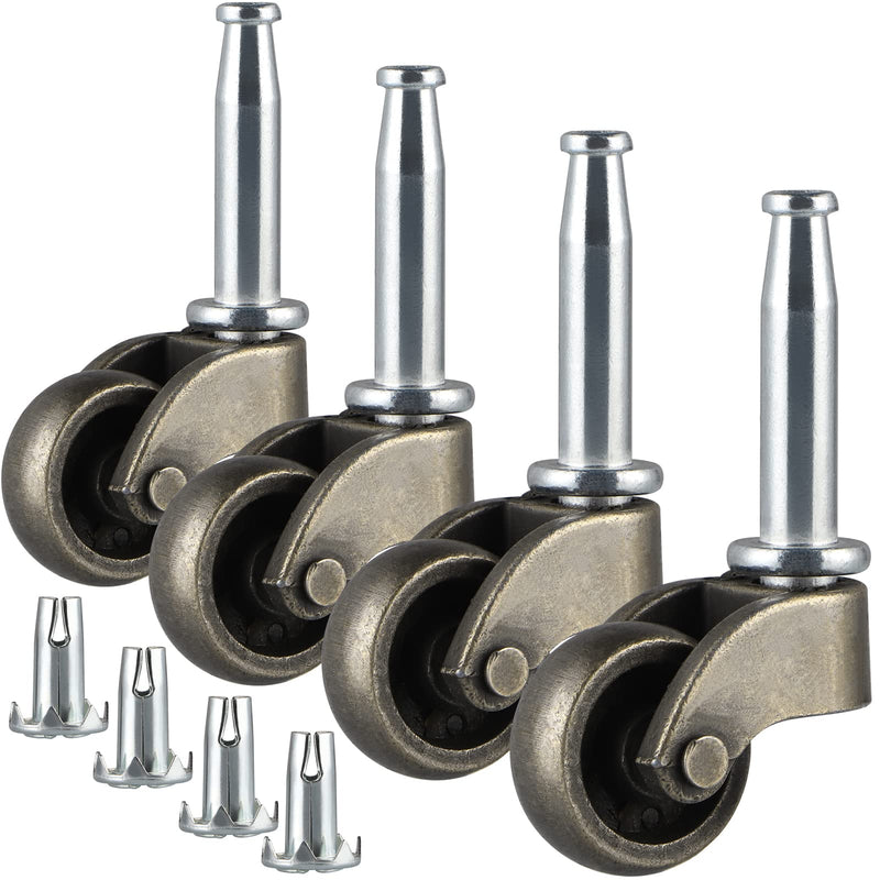 [Australia - AusPower] - Skelang Swivel Stem Caster 1", Zinc Alloy Caster with Socket, Caster Wheel Replacement for Coffee Table, Chest of Drawer, Nightstand, Ottoman, Total Load Capacity 360Lbs 