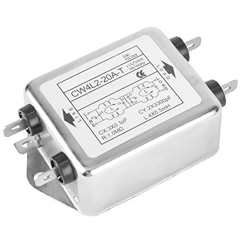 EMI Power Filter, 115V/250V 20A 50/60Hz CW4L2-20A-T Power EMI Filter Mains Filter, Interference Filter for Most Digital Devices, Dual Mode Suppression