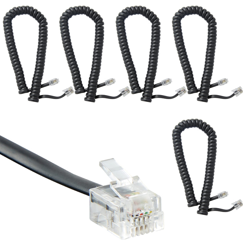 [Australia - AusPower] - Newhouse Hardware 7 ft Uncoiled/1.33 ft Coiled Telephone Handset Cord, with RJ9 (4P4C) Connectors, Used to Connect The Telephone and Handset, 5-Pack, Black 