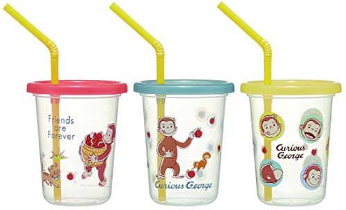 Skater SIH2ST-A Tumbler with Straw, 8.1 fl oz (230 ml), 3 Pieces, Curious George, Made in Japan 7.8 Ounces