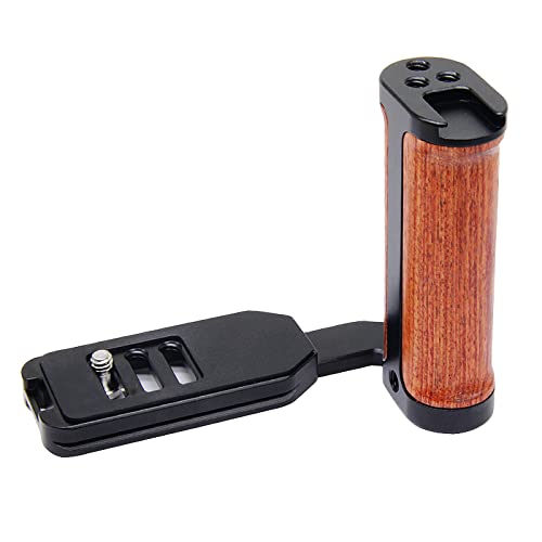 Micro Single Camera Universal Side Handle Vertical Shooting L Plate Bracket with Cold Shoe for Microphone LED Light black