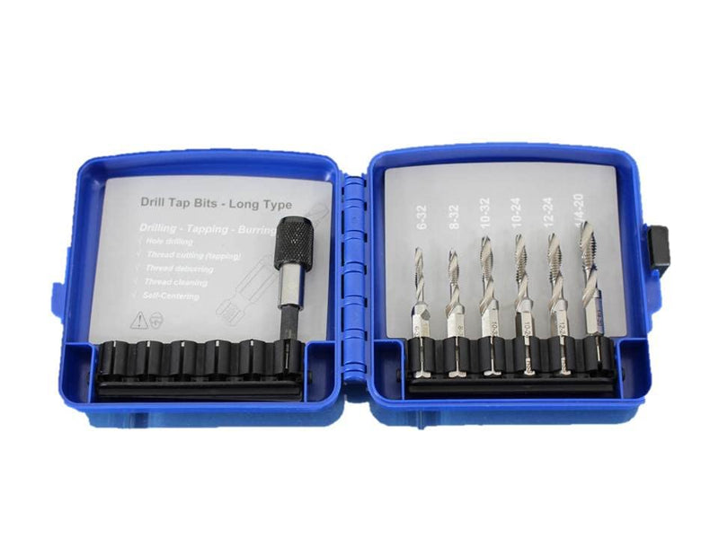 [Australia - AusPower] - TMAX M2 6 pc Combination Drill and Tap Set with 1/4 Inch Quick Change Adapter (Sizes 6-32 to 1/4-20) 6 pc set w adapter 