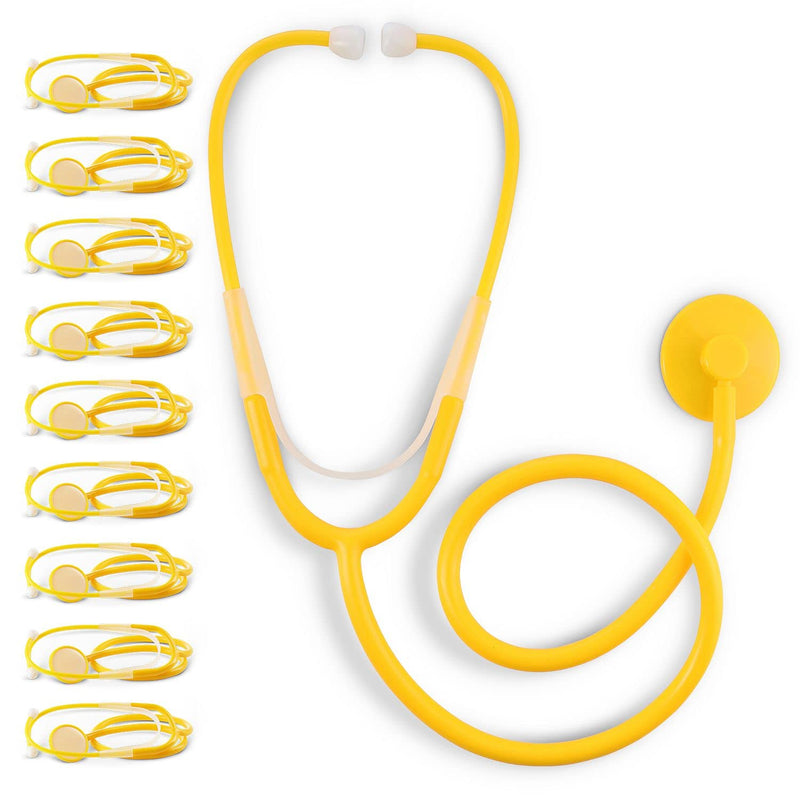[Australia - AusPower] - PrimaCare DS-9294 Disposable Stethoscope with Sound Sensitive Chestpiece and 22" PVC Tubing, Yellow, Pack of 10 