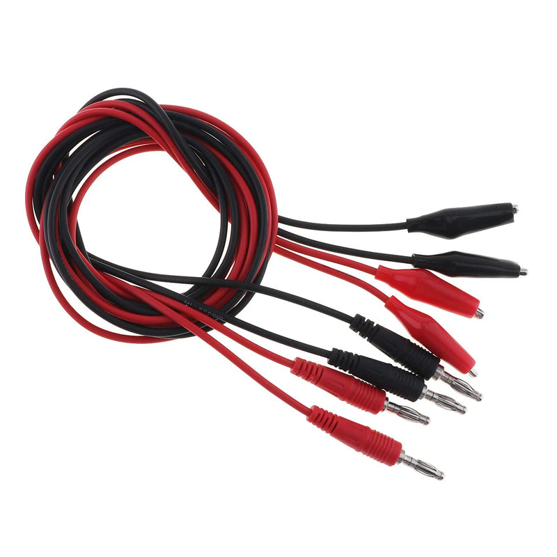 [Australia - AusPower] - 4pcs 4mm Banana Plug to Crocodile Alligator Clips 22AWG Pure Copper Test Leads Cable Kit for Multimeter Test Probe Electrical Test Wire 1M Black and Red 